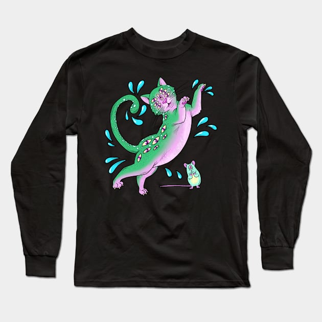 Watermelon Cat Long Sleeve T-Shirt by JulieKitzes